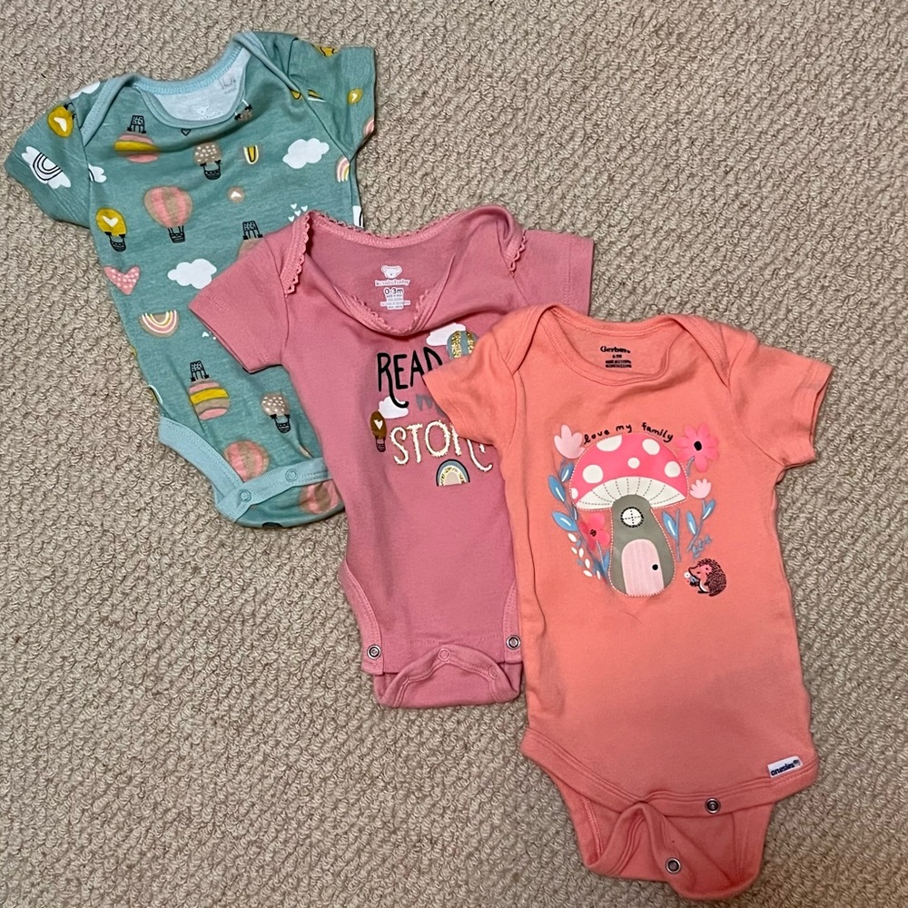 3 Cotton Onsies for Baby by Gerber & Koalababy 0-3 Months
